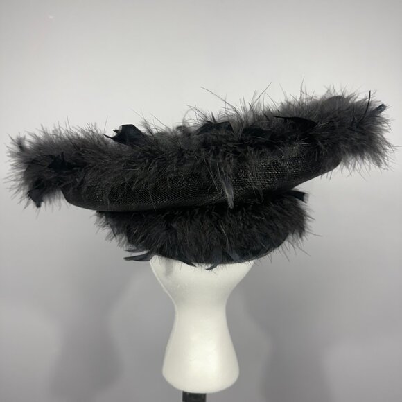 Elegant Black Straw and Feathers hat.